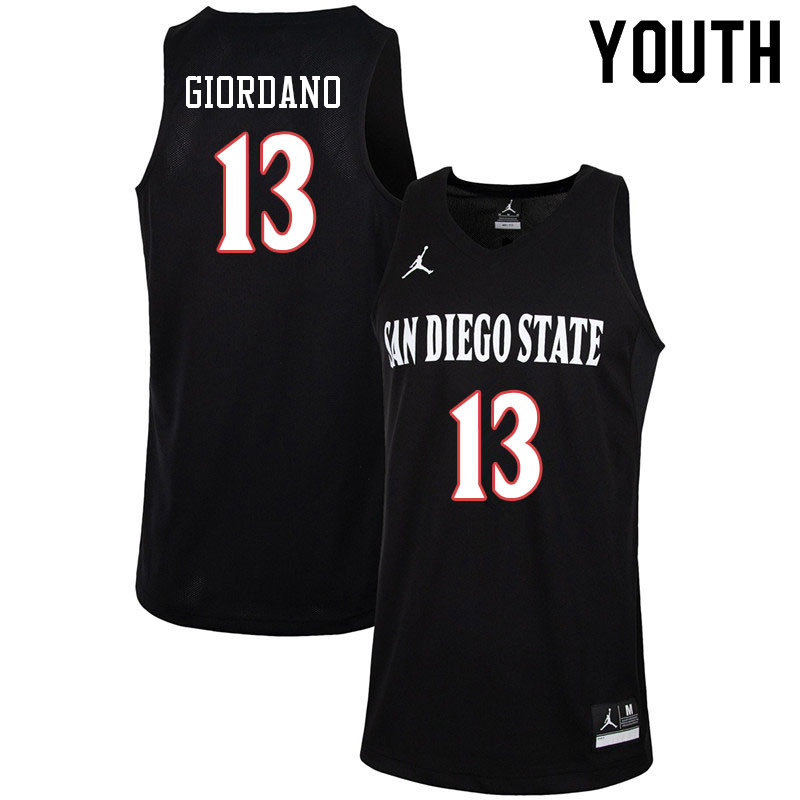 Jordan Brand Youth #13 Caleb Giordano San Diego State Aztecs College Basketball Jerseys-Black - Click Image to Close